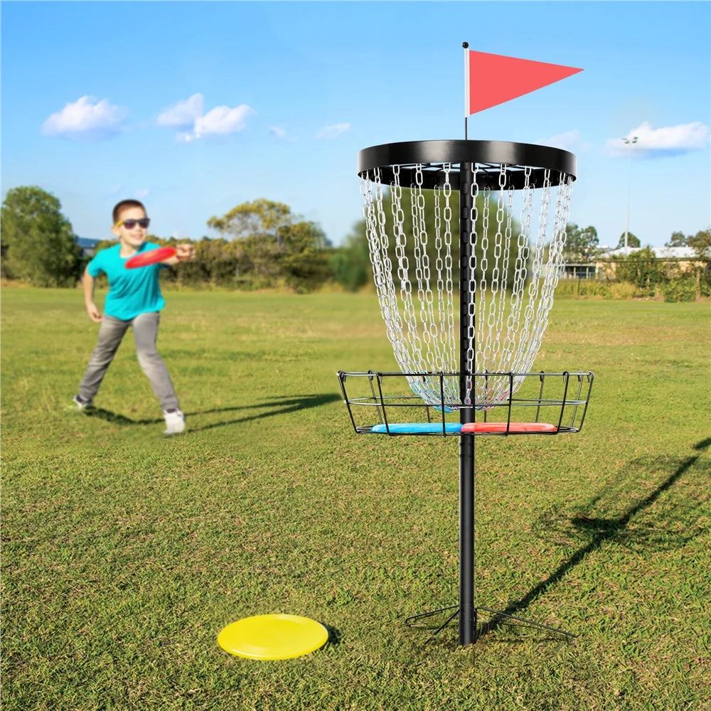 Yaheetech 24-Chain Disc Golf Basket with 3 discs and Carrying Bag, Black