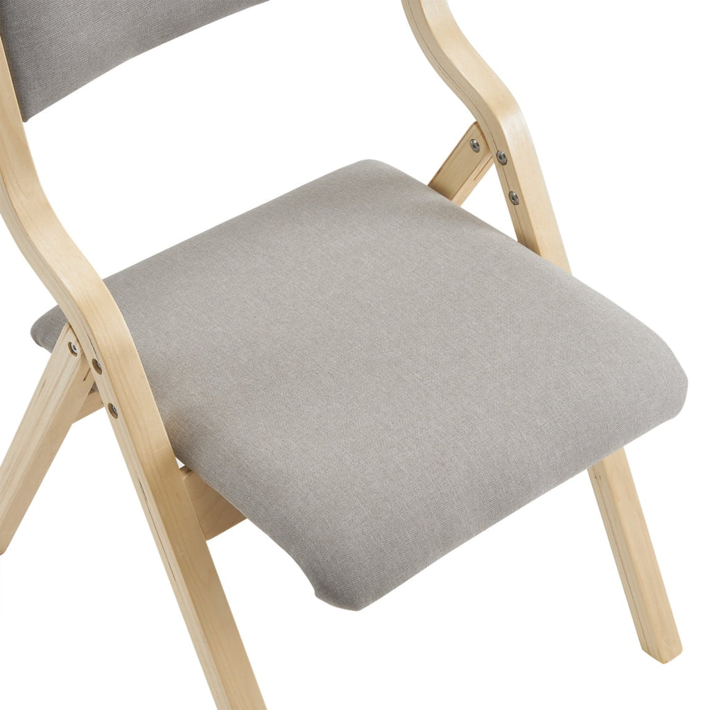 Folding Chairs 2 Pack Wooden Folding Chairs with Padded Seats and Back, Portable Stackable Dining Chairs Set of 2 Folding Chairs Ideal for Kitchen Office Wedding Party Picnic, Khaki