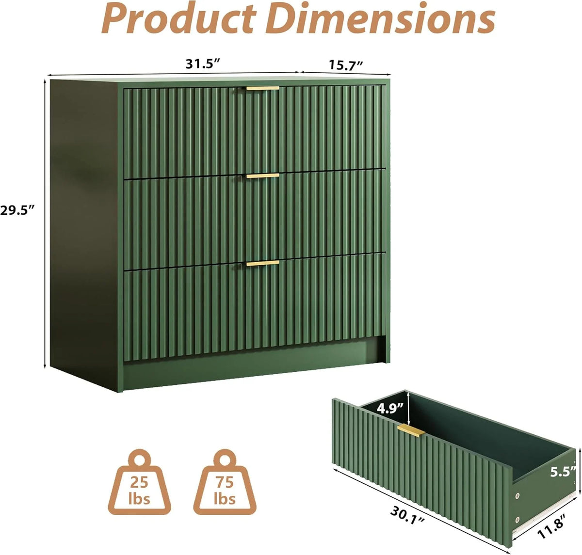 Furniway Black Dresser for Bedroom, 8 Drawer Double Dresser, Modern Chest of Drawers for Bedroom, Living Room, Entryway and Closet, 55" L x 15.7" D x 37.4" H