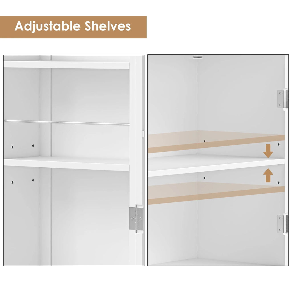 Homfa 71''  4 Doors Kitchen Pantry Cabinet, Tall Pantry Storage Cabinet with Adjustable Shelves, Microwave Cabinet for Dining Room, White