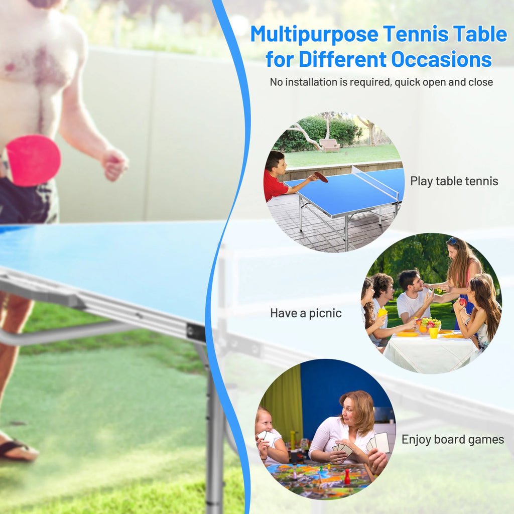 Gymax Folding Table Tennis Table Portable Ping Pong Table w/ 2 Paddles & 2 Balls
