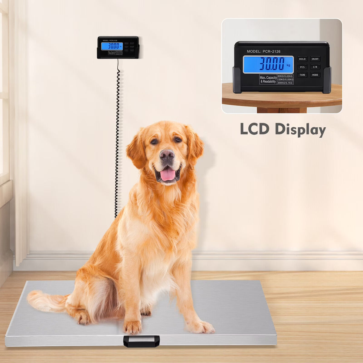 Digital Scale Floor Livestock Vet 440Lbs Stainless Steel Platform Shipping Scale