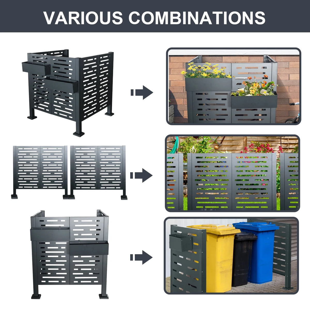 Metal AC Unit Privacy Fence Cover Panel - Outdoor Air Conditioner Hide Fence for Concealing HVAC Units