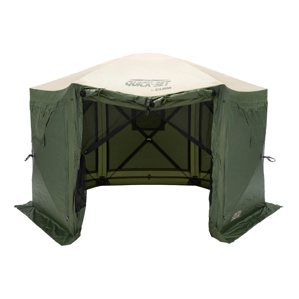 CLAM Quick-Set Pavilion 12.5 x 12.5' Portable Outdoor Canopy Shelter, Green