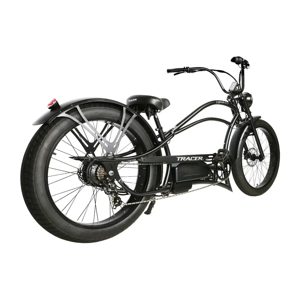 Tracer Legend GT7 Cruiser Chopper E-bike, 1000W Motor, 7 Speed, Disc Brake, for Men, Matte Black