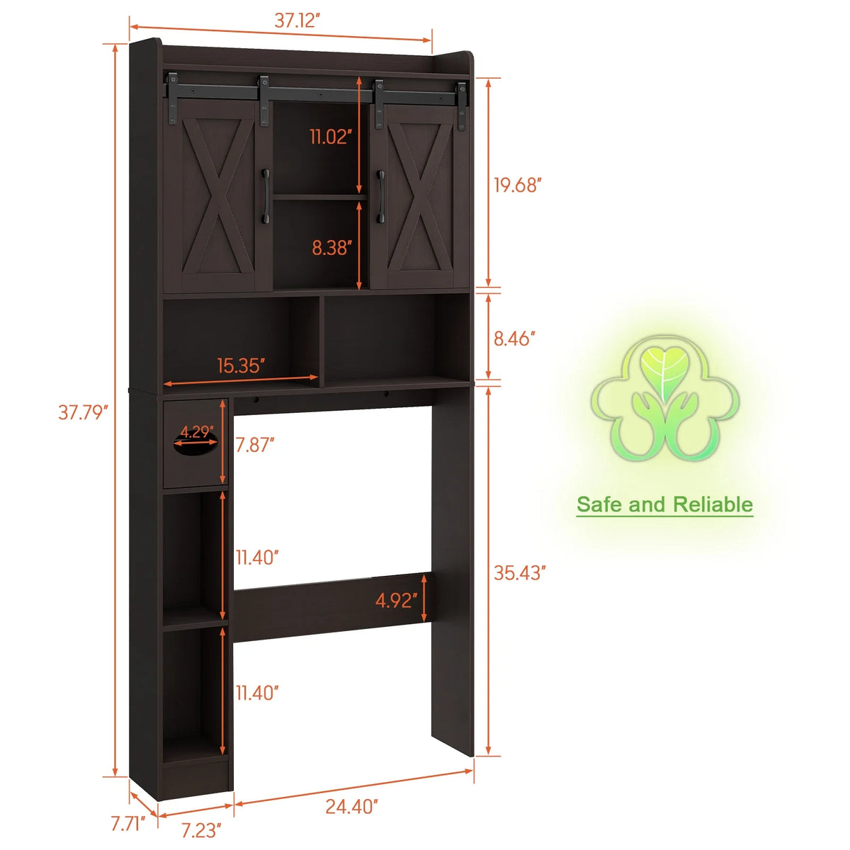 Over The Toilet Storage Cabinet, Farmhouse Storage Cabinet Over Toilet with Sliding Doors��Home Space-Saving Toilet Rack, for Bathroom, Restroom, Laundry