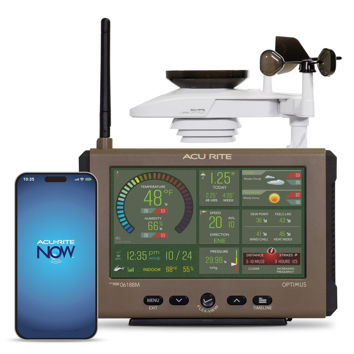 AcuRite Optimus Weather Station with Wi-Fi HD Display, Lightning Detection, Indoor/Outdoor Temperature & Humidity, Wind, and Rainfall (01216MCB)