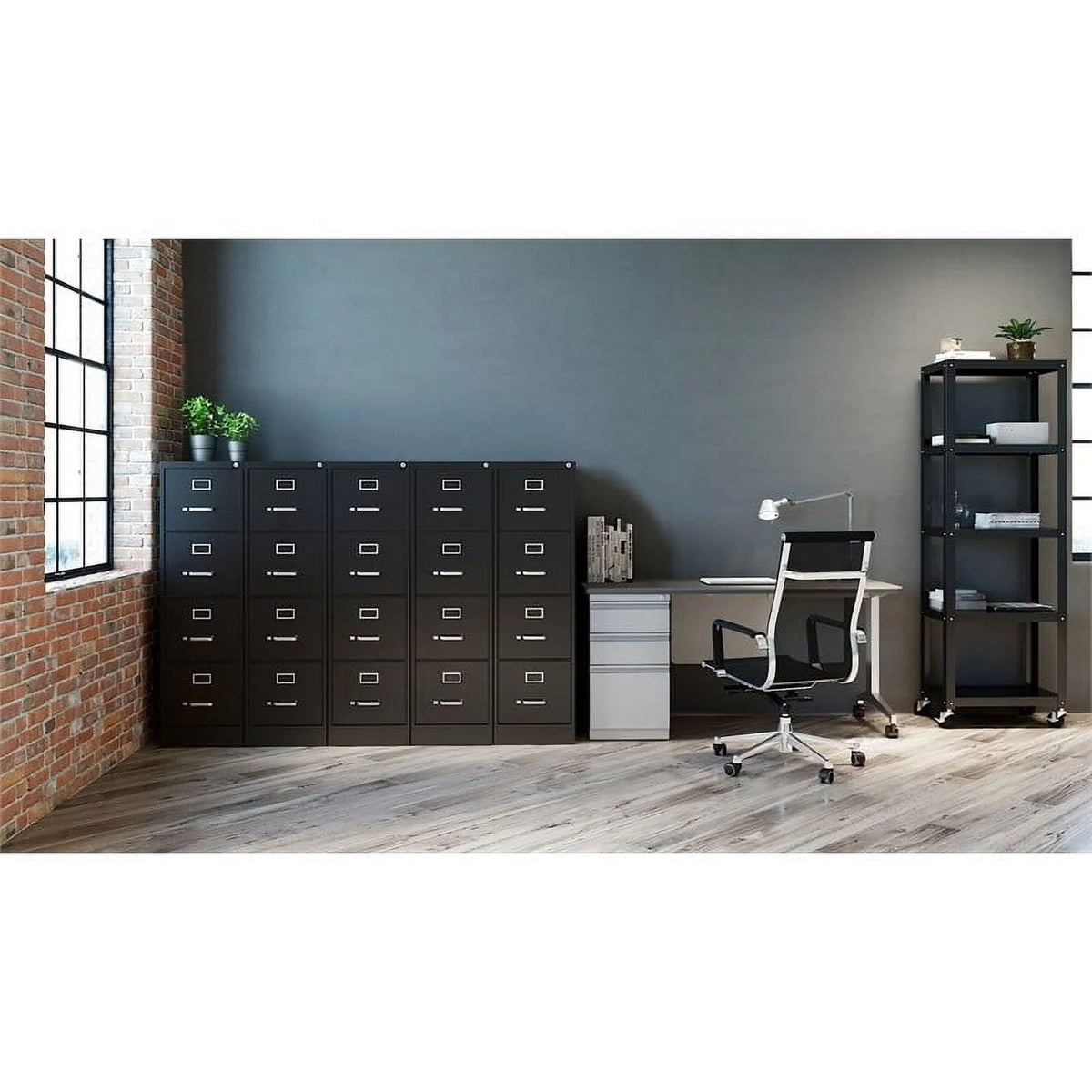 Scranton 4 Drawer 22" Deep Letter File Cabinet in Black, Fully Assembled