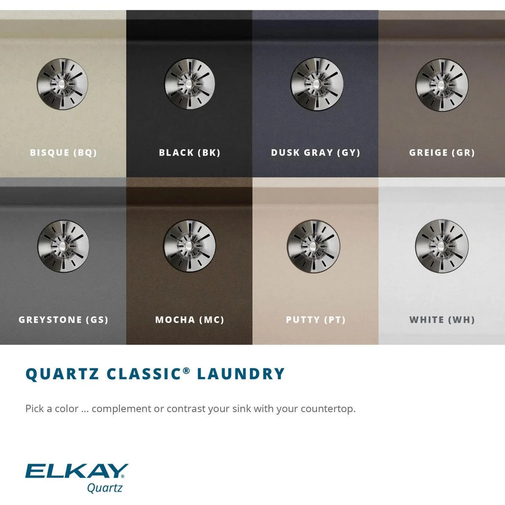 Elkay Quartz Classic 25" x 18-1/2" x 11-13/16", Undermount Laundry Sink with Perfect Drain, White