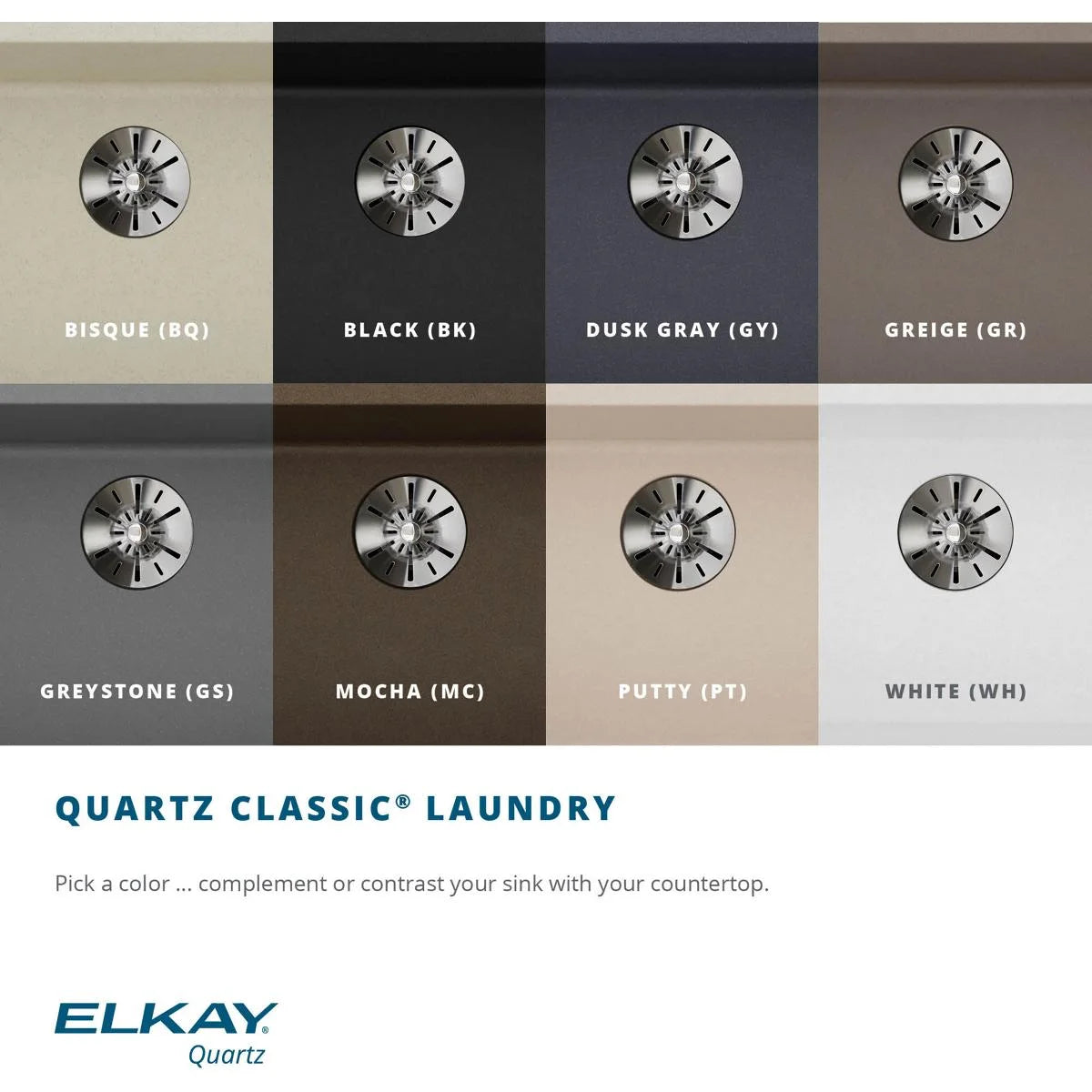 Elkay Quartz Classic 25" x 18-1/2" x 11-13/16", Undermount Laundry Sink with Perfect Drain, White