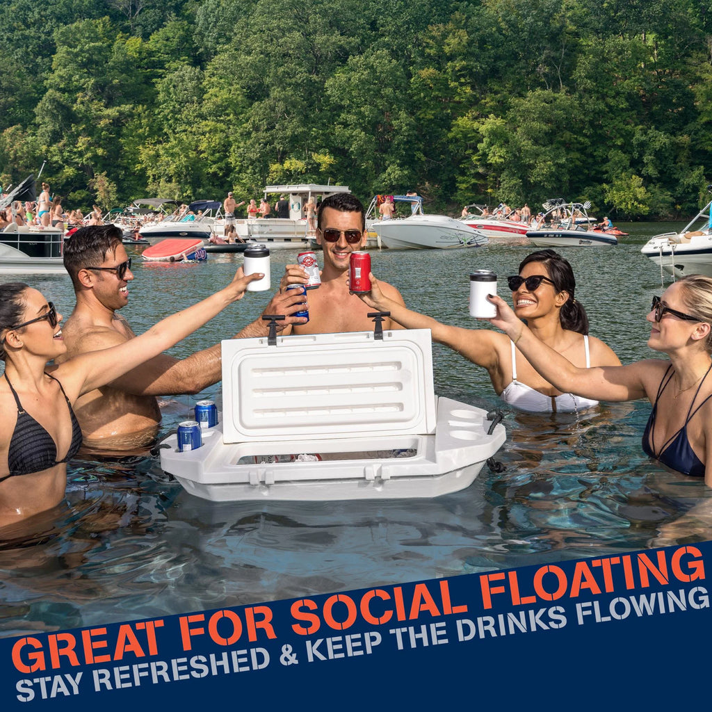 Cuddy Floating Cooler and Dry Storage Vessel - 40QT - Amphibious Hard Shell Design, Navy