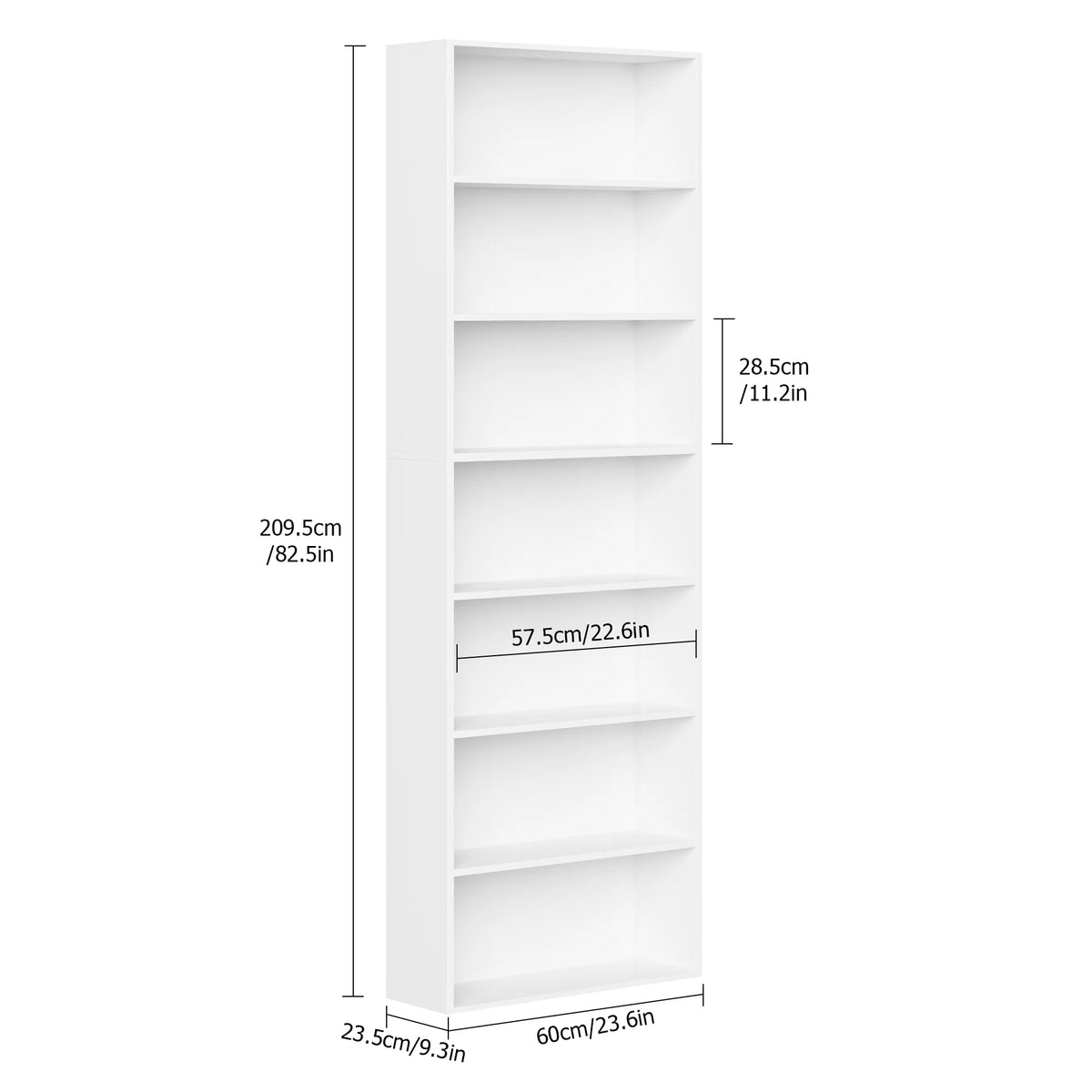 Homfa 82" Tall Bookcases, Freestanding Display Storage Shelves, 7-Tier Open Bookshelf for Home Office Living Room Bedroom, White