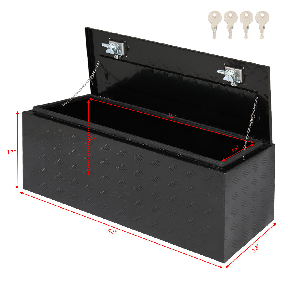 IVV Aluminum Truck Trailer Tool Box Pickup Underbody Truck Bed Storage Toolbox RV Trailer Organizer with T-Handle Latch Dual Lock Keys - Black, 42"L x 18"W x 17"H