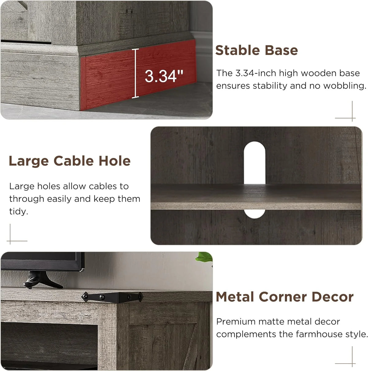OKD Farmhouse Fireplace TV Stand up to 70", Entertainment Center with 23" Fireplace & Open Storage Shelves for Living Room, Antique White