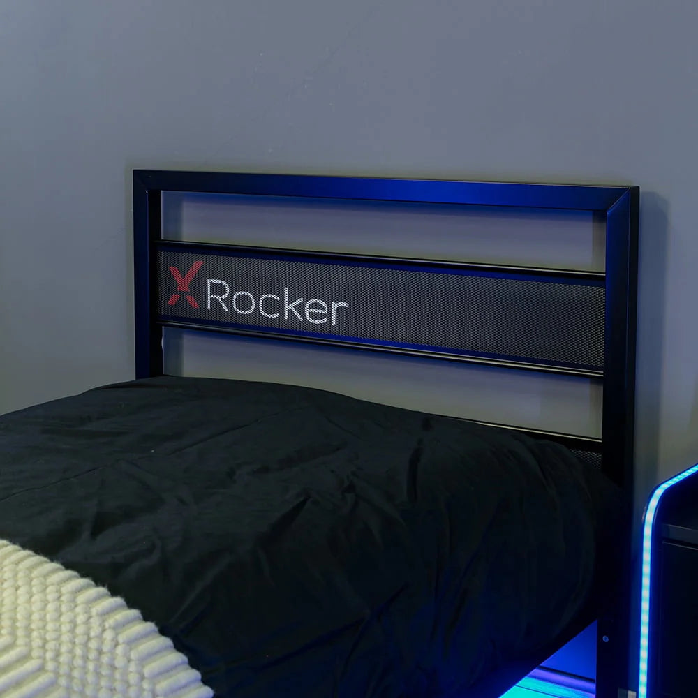 X Rocker Basecamp Gaming Bed Frame with Storage, Black, Twin, Childre, Teen, 42.8" H