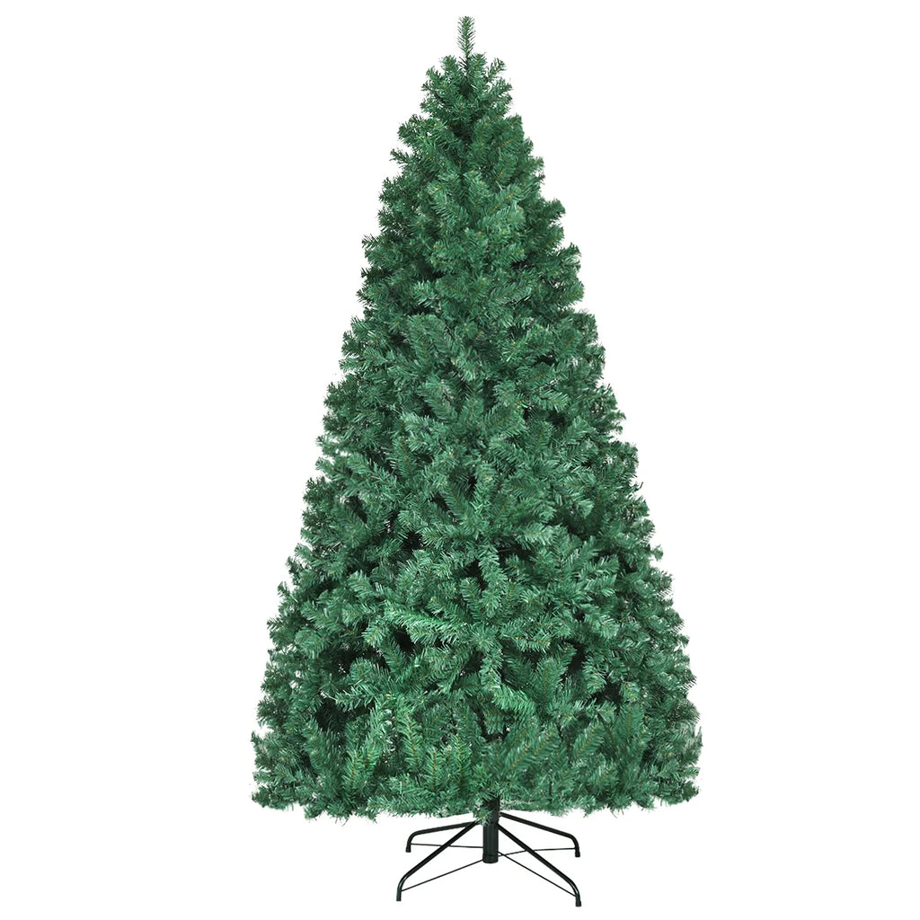 Costway 7Ft Pre-Lit PVC Hinged Christmas Tree 300 LED Lights Green