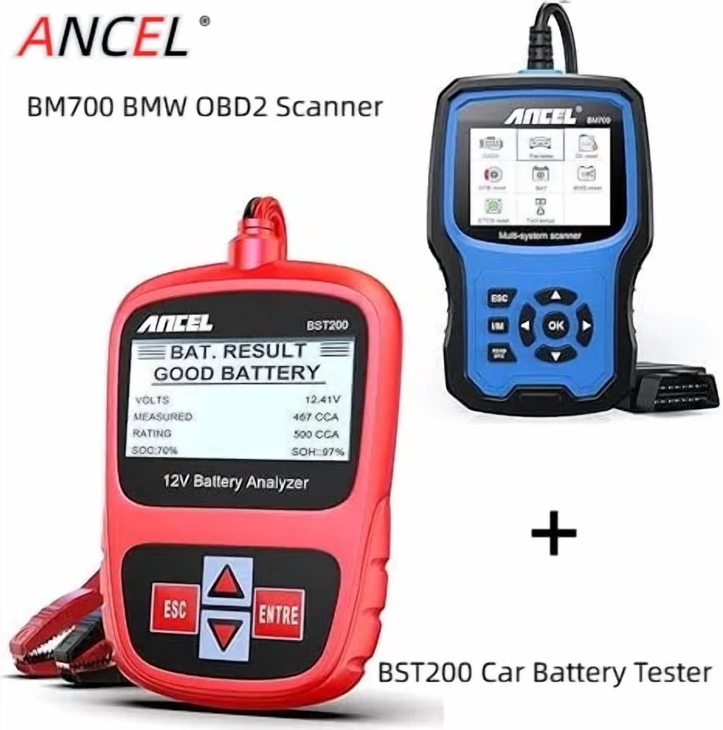 ANCEL BST200 Car Battery Tester with ANCEL BM700 Fit for BMW Full System Diagnostic OBD2 Scanner