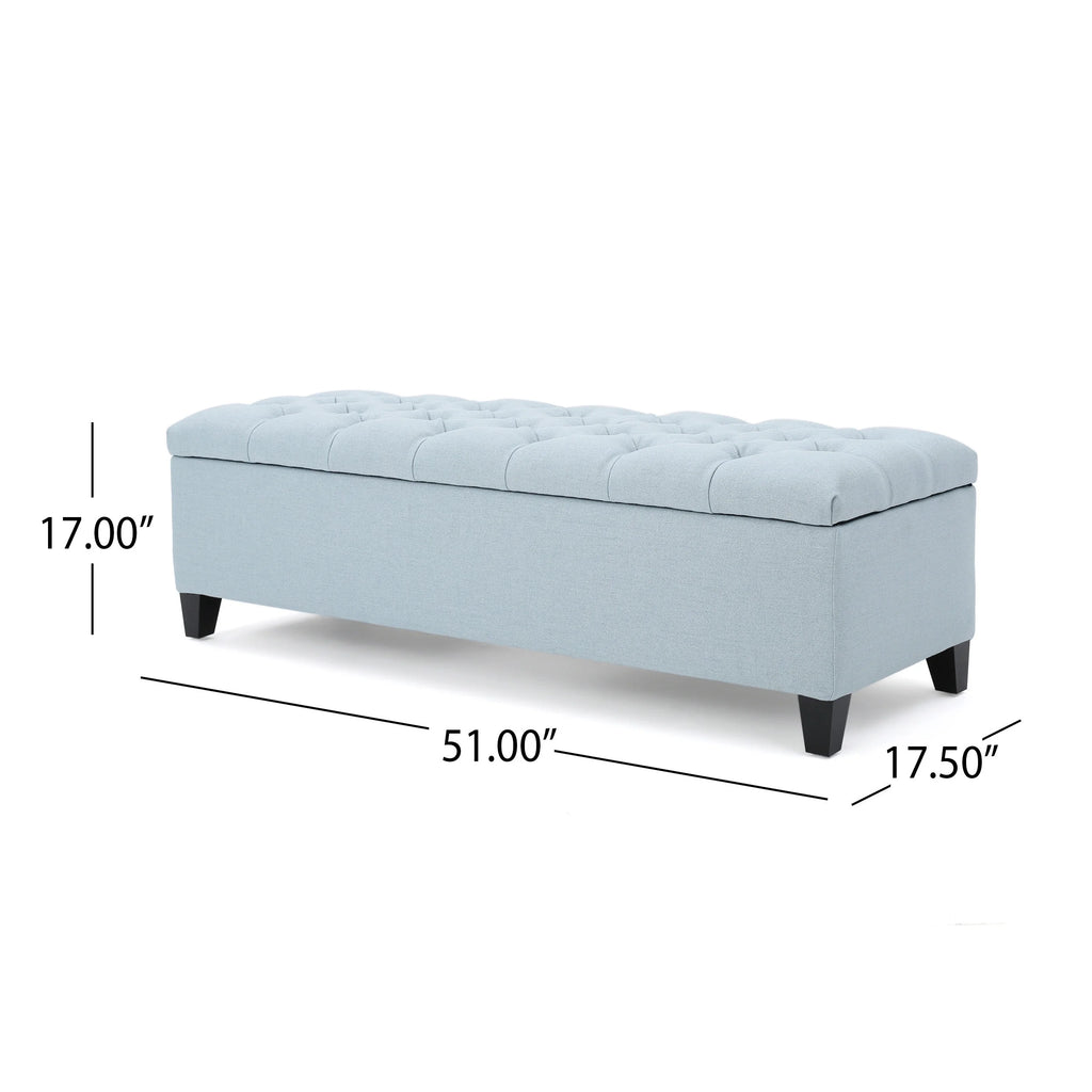 Noble House Hampton Contemporary Fabric Upholstered Storage Ottoman, White and Blue Floral
