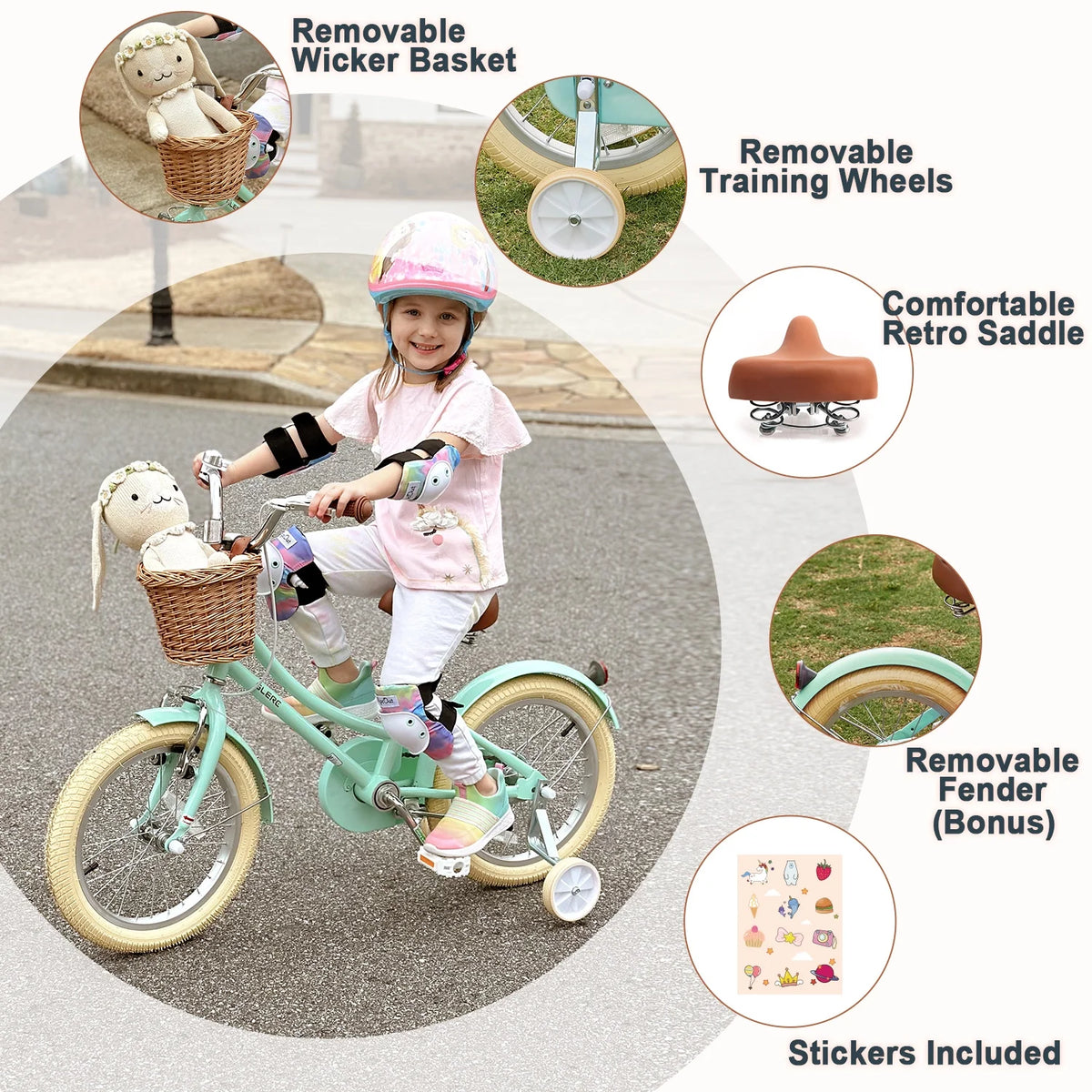 Glerc Little Molly 12 inch Kids Girls Bike for1 2-4 Years Old Child and Toddler,gifts,Pink