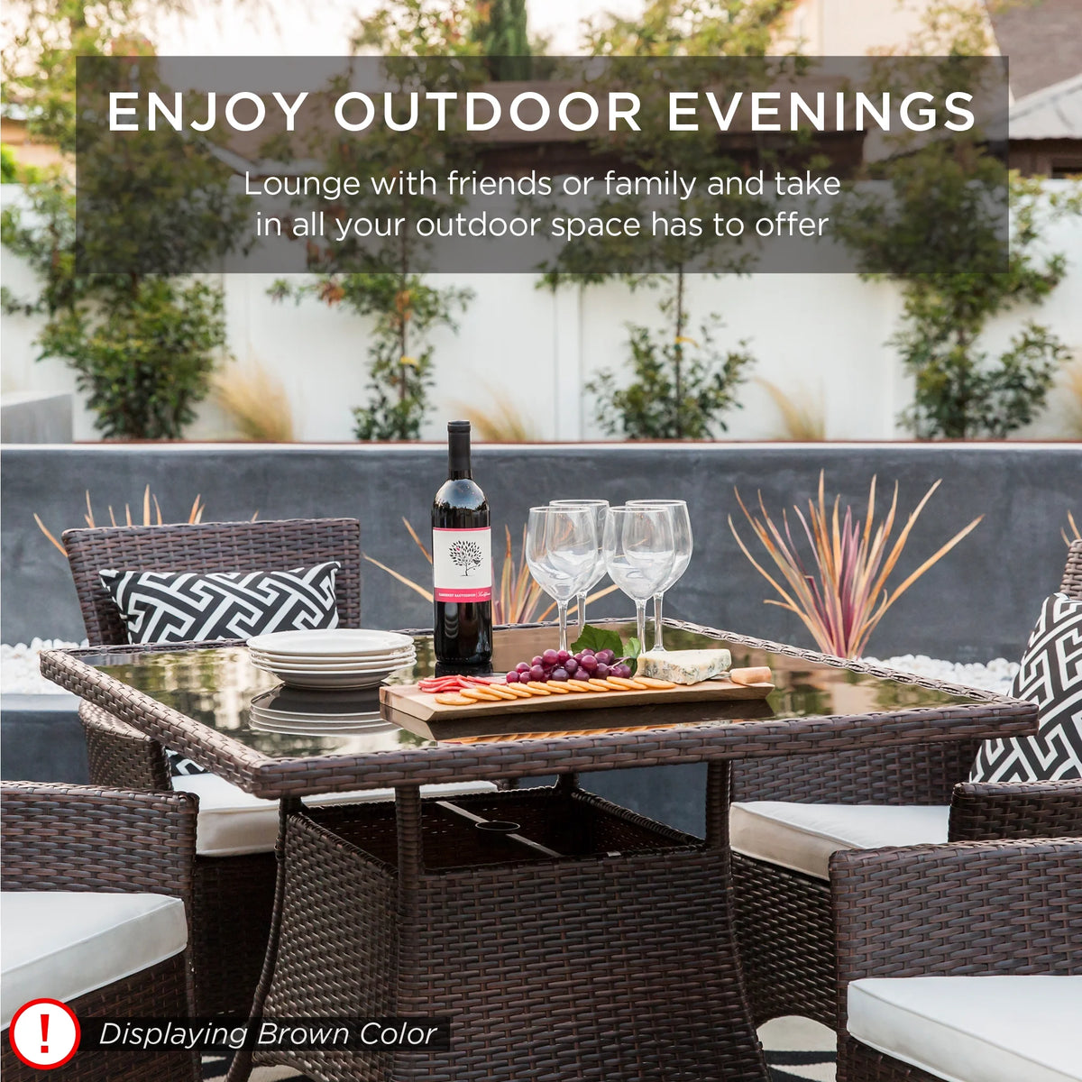Best Choice Products 5-Piece Indoor Outdoor Wicker Patio Dining Table Furniture Set w/ Umbrella Cutout, 4 Chairs - Gray