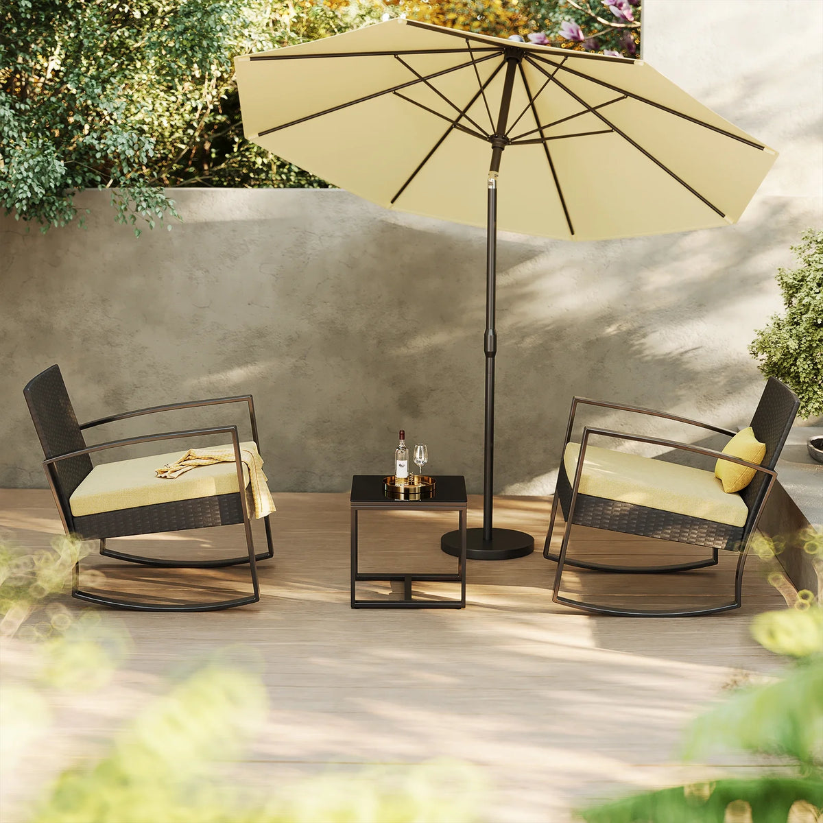 Patio Furniture Set Clearance, Lofka 5 Piece Outdoor Sectional Furniture Chair Set with Cushions and Tea Table, Gray