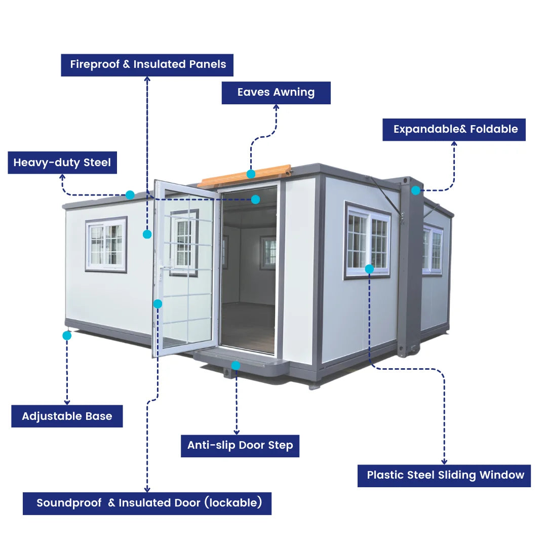 Portable Mobile Expandable Prefab House 15 x 20ft,Exquisitely Designed Modern Villa Prefab House for Live,Work