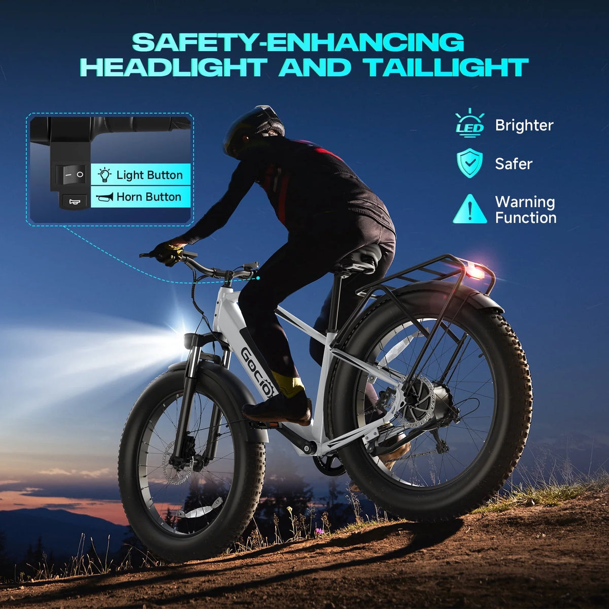 Gocio Electric Bike, 26"x4.0" Fat Tire E-Mountain Bike, Peak 1000W Motor, 28MPH 48V 15Ah Battery Removable Ebike for off Road, Sand, UL2849