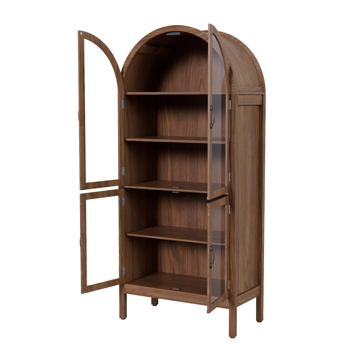 Tall Arched Storage Display Cabinet 5-Shelf with Acrylic Glass Doors, Kitchen Pantry Storage Cabinet Accent Cabinet Bookcase for Living Dining Room