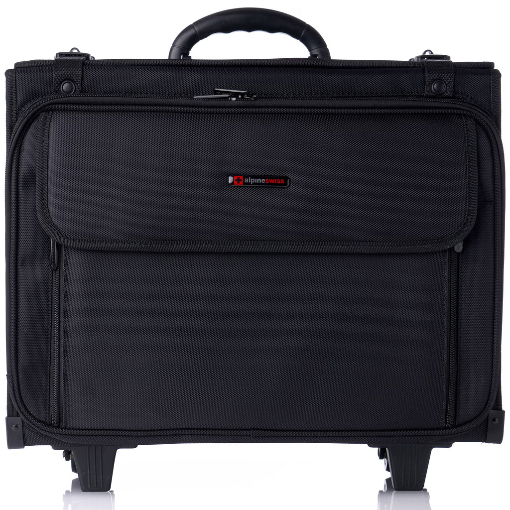 Alpine Swiss Rolling Briefcase Laptop Bag For Men Women Hard Side Catalog Case Wheels Legal Dividers Lawyer Attache Case Carry-On Business Travel Bag