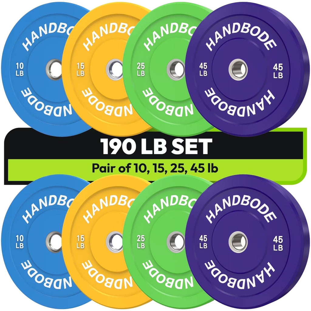 HANDBODE Bumper Plates Olympic Weight Plates, Colored Rubber plate for Weight Lifting and Strength Training 140LB