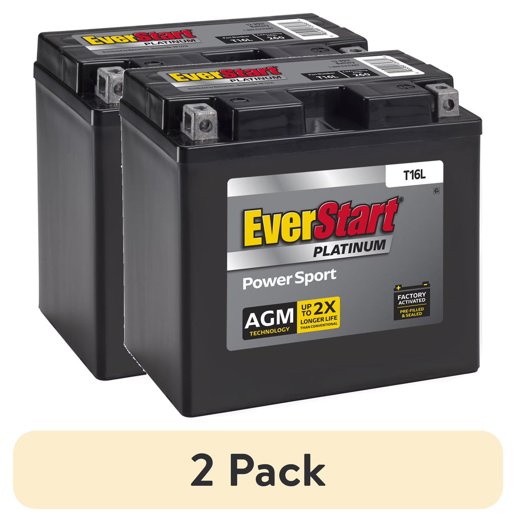 EverStart Platinum AGM Power Sport Battery, Group Size T16L 12 Volt, 260 CCA