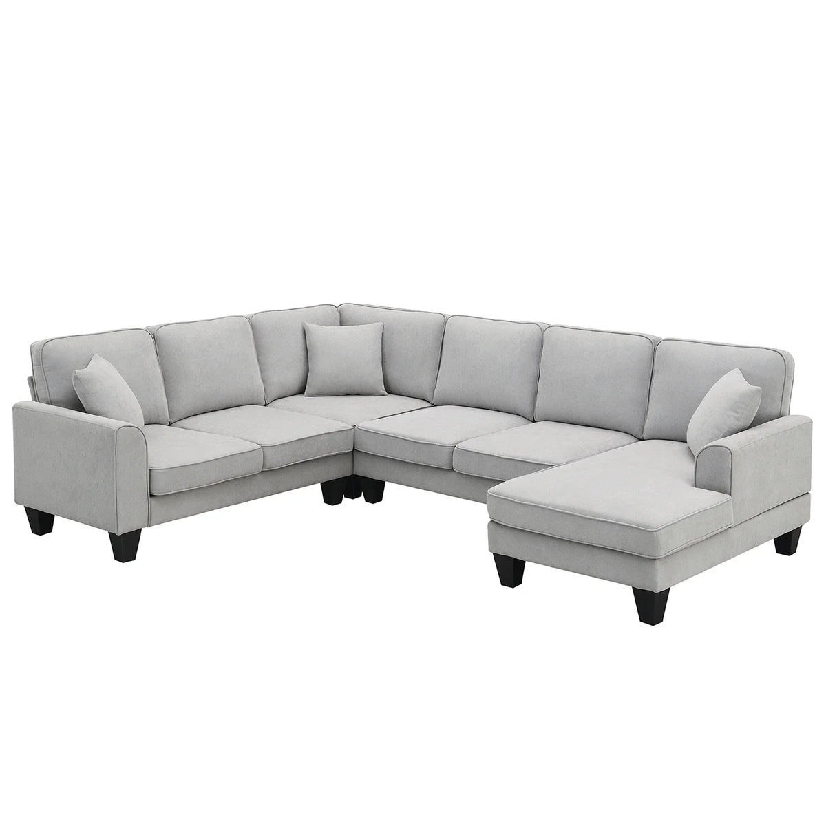 Harper & Bright Designs Modular Sectional Sofa with Ottoman Couch L Shape Corner Sofa Sets 7 Seats Fabric Couch for Living Room, Black, 112 * 87 inch