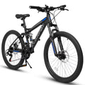 A2760 27.5 Inch Full Suspension Mountain Bike, Front and Rear Dual Shock Absorbers, Mechanical Disc Brakes, 21-Speed, Suitable for Men and Women, Ideal for Travel and Fitness Enthusiasts