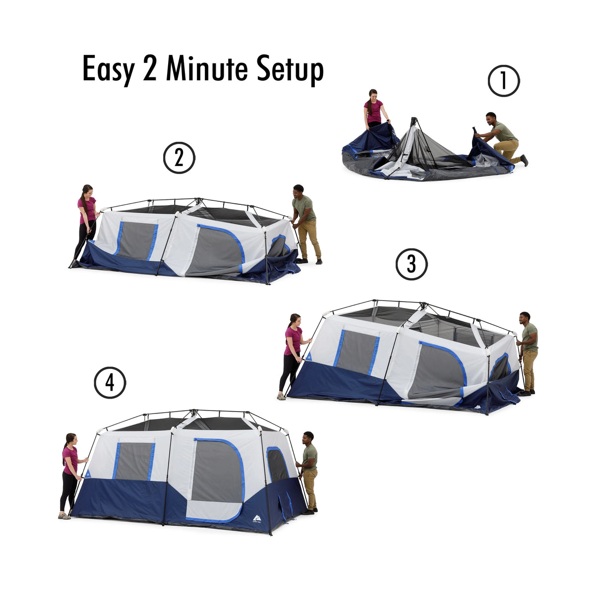 Ozark Trail 8-Person Instant Cabin Tent with LED Lighted Poles and Bluetooth Speaker