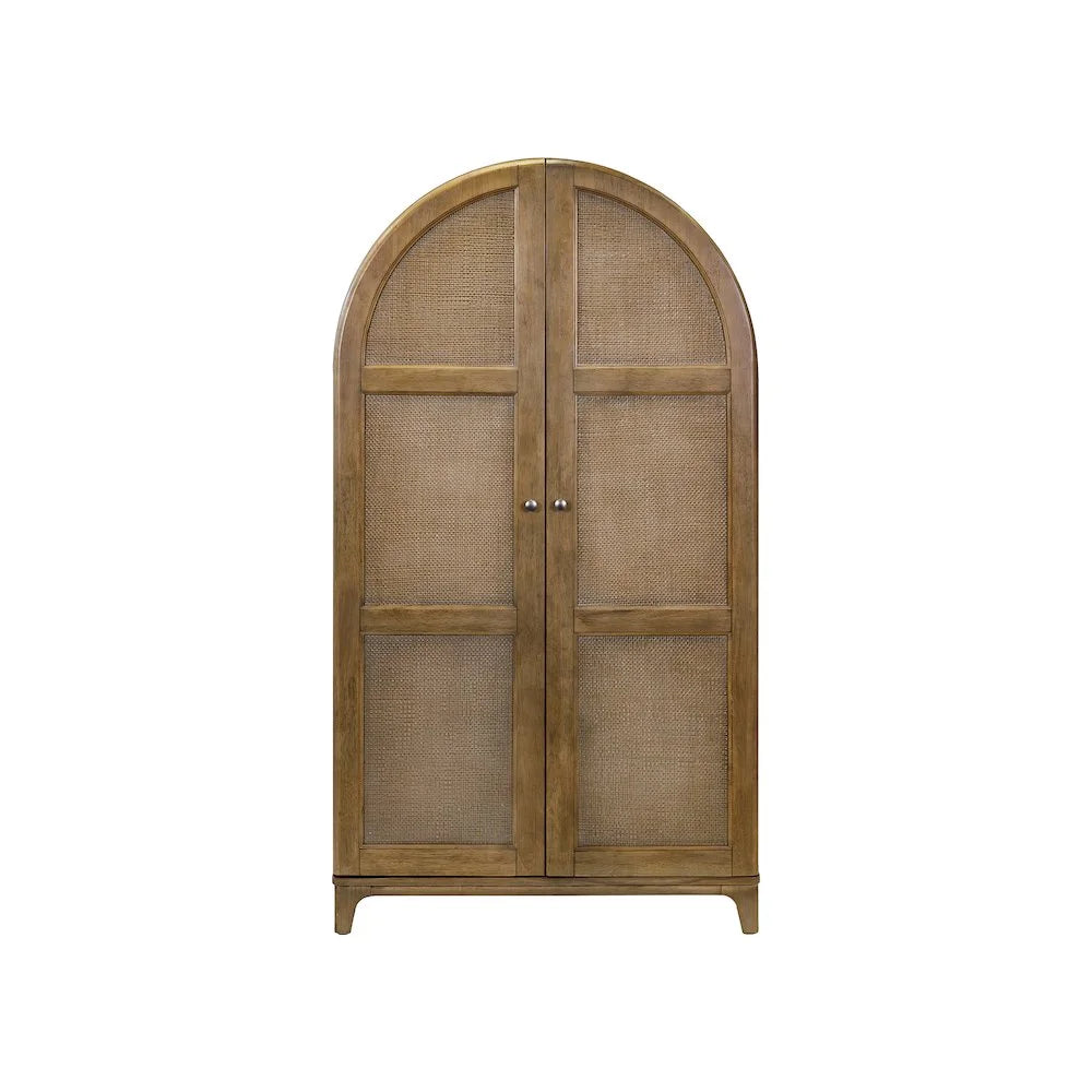 Coastal Arch shaped Bar Cabinet Dining Cabinet Fully Assembled Brown Wood