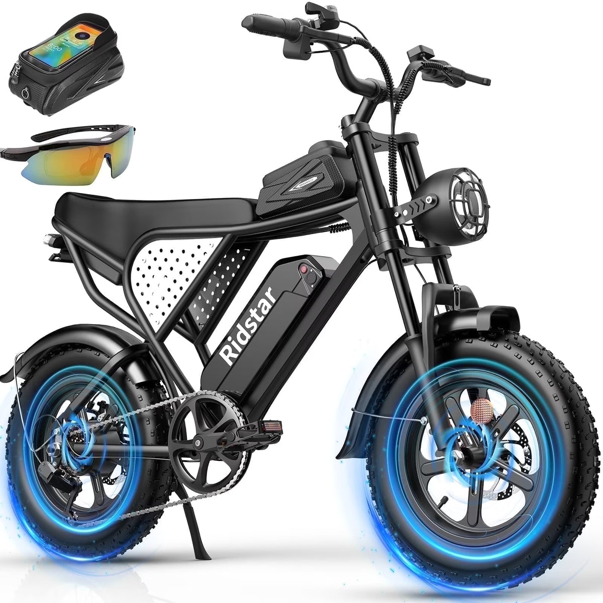 Ridstar Electric Bike for Adults Q20,1200W 30MPH,48V 15.6Ah Electric Bicycle,7 Speed Full Suspension Mountain Bike UL2849