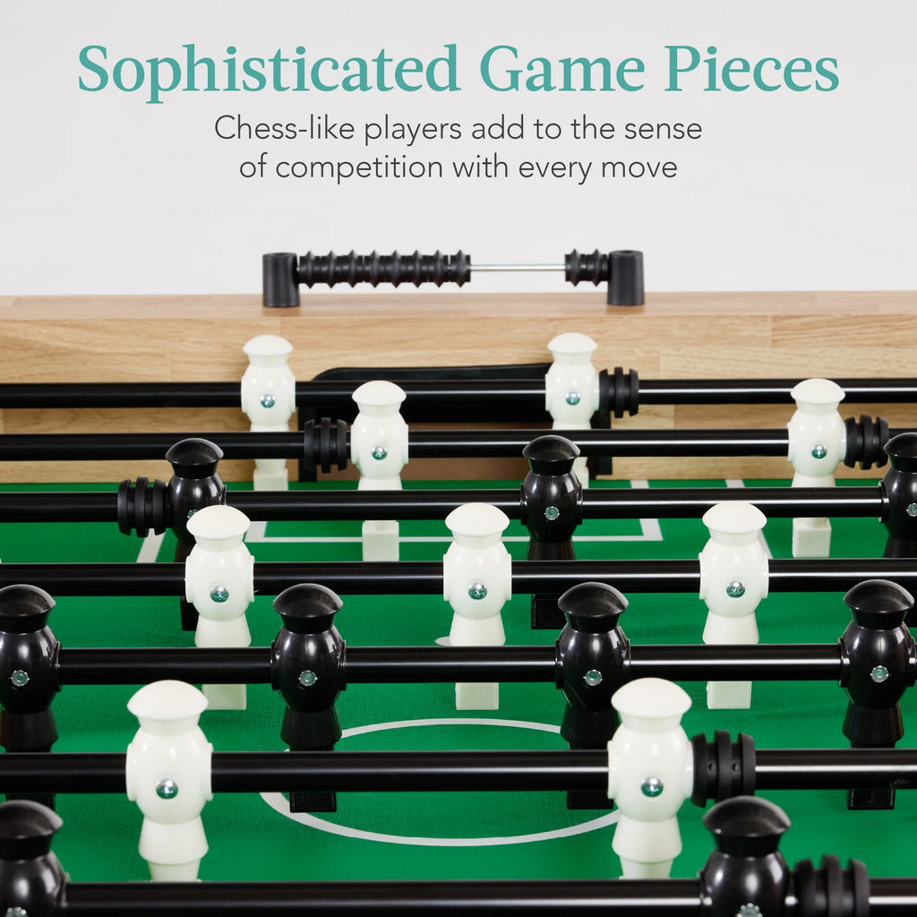 Best Choice Products Large 54in Full-Size Foosball Table for Home, Game Room w/ 2 Balls, 2 Cup Holders - Natural