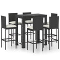 vidaXL Patio Bar Set Outdoor Bistro Set Bar Stool Bistro Table Poly Rattan