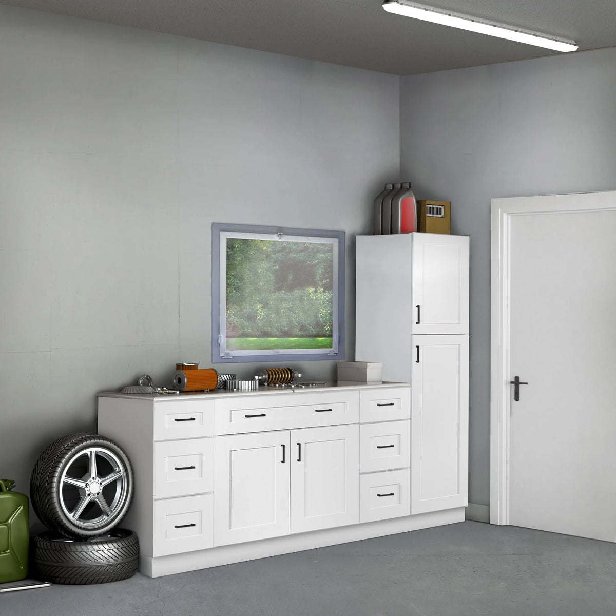 Design House 561407 Brookings Unassembled Shaker Base Kitchen Cabinet 36x34.5x24, White