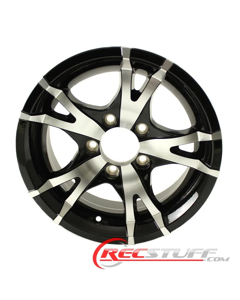 15X6 5-Lug on 4.5" Aluminum T07 Trailer Wheel - Black - T07-56545BM