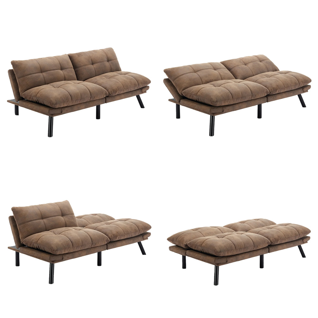 PAPROOS Convertible Sofa Bed, Folding Futon Sofa Bed, Upholstered Sofa Bed Couch, Loveseat Sleeper Sofa for Small Space, Apartment, Living Room, Cream