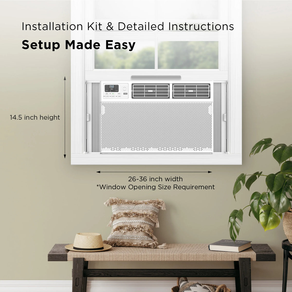 TCL 10,000 BTU Smart Window Air Conditioner, Fan & Dehumidifier, 450 Sq. Ft., Remote Control, Works with Alexa/Google Assistant, Black, W10W92-B4