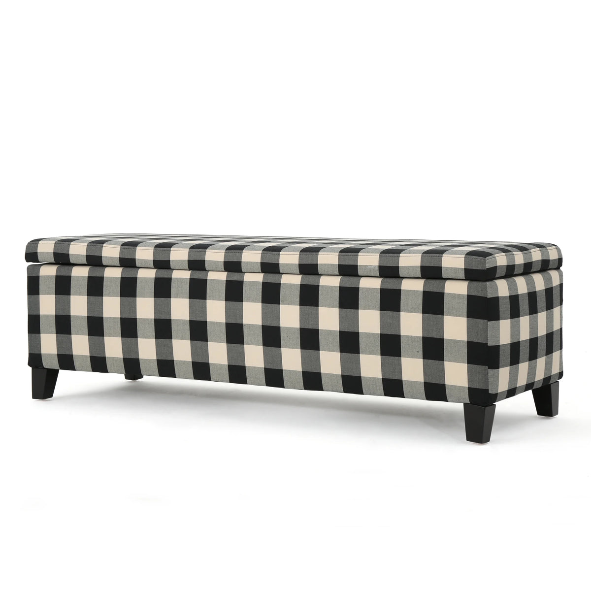 Noble House Hampton Contemporary Fabric Upholstered Storage Ottoman, White and Blue Floral