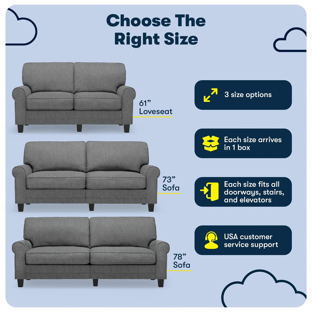 Serta Copenhagen 78" Rolled Arm Sofa with Removable Covers Dark Brown