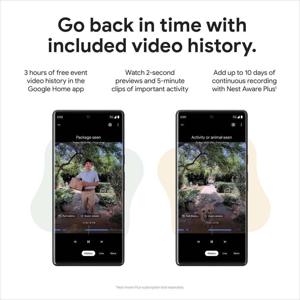 Google Nest Doorbell (Wired, 2nd gen) - Video Doorbell Camera - Doorbell Security Camera - Snow