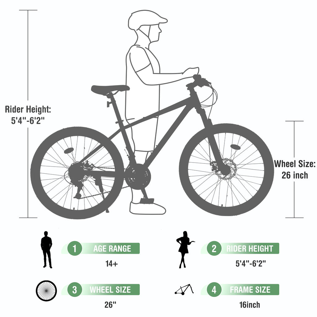 Aukfa 26" Mountain Bike for Men/Women,24 Speed Adult Bicycle Suspension Fork,Fits Riders 5'4" - 6'2"Red