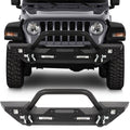 cciyu Front Bumper Compatible for Wrangler JK/JL 2007-2022 with D-ring, LED Lights