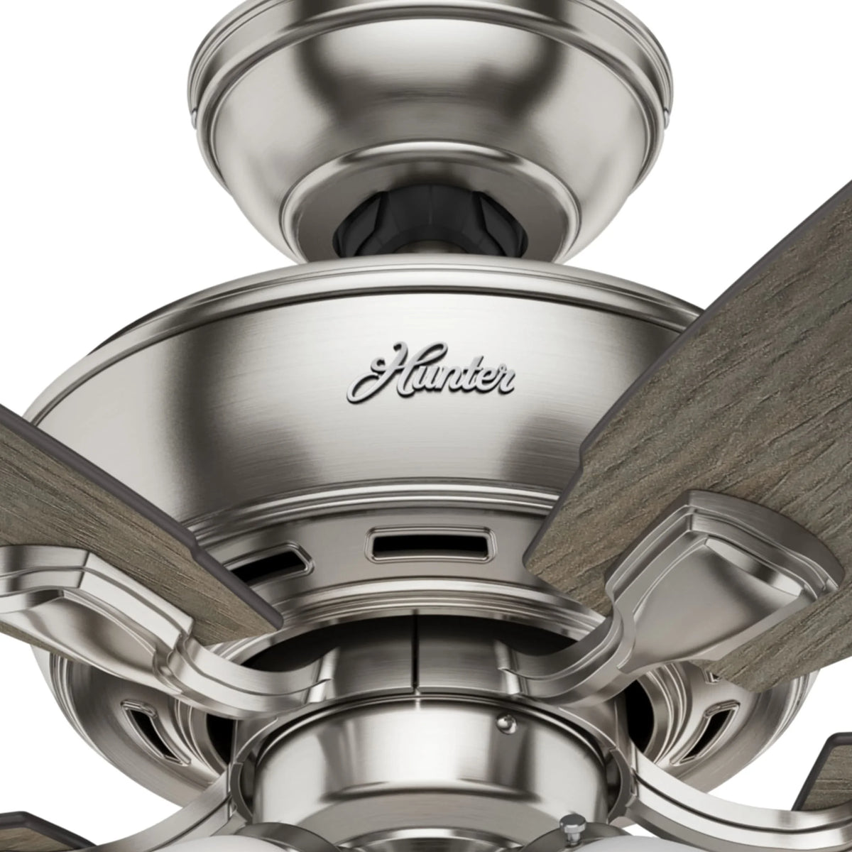 Hunter - Amberlin Indoor Ceiling Fan With Light, 52-inch, Brushed Nickel, Casual-style, 3-speed WhisperWind Motor, 53216, for Living Rooms, Bedrooms