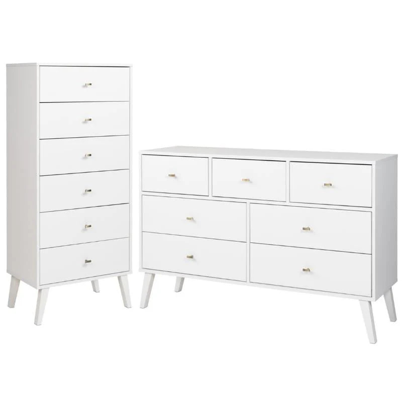 Home Square 2-Piece Set with Modern Tall 6-Drawer Chest & 7 Drawer Dresser