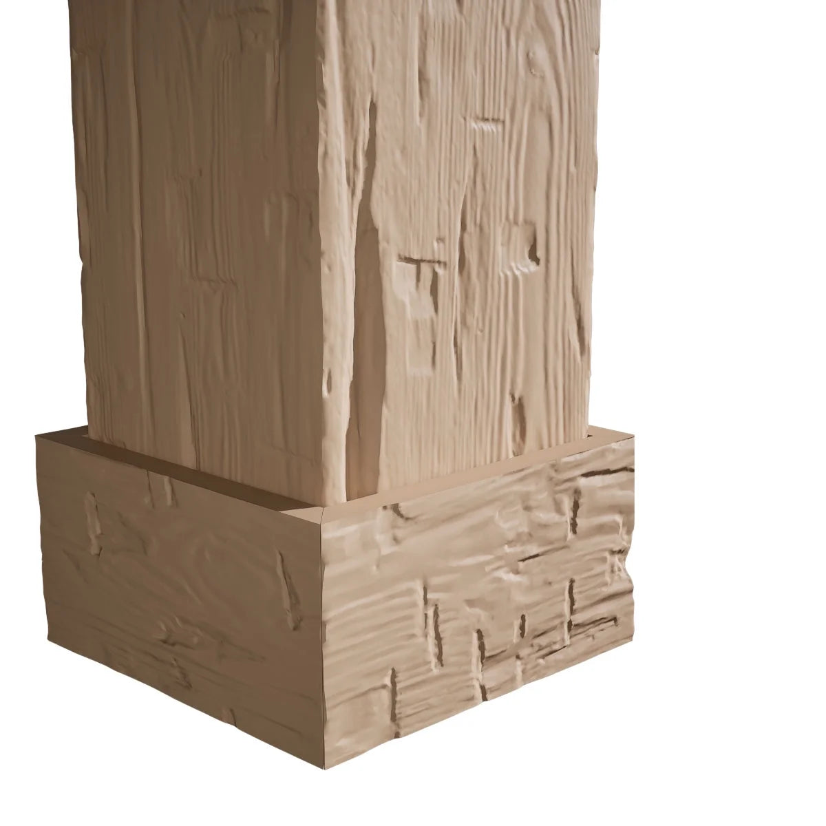 Ekena Millwork 18"W x 5'H Hand Hewn Endurathane Faux Wood Non-Tapered Square Column Wrap with Standard Capital & Base